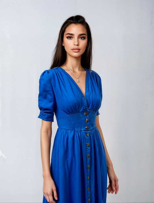 MILENA – Vintage Denim Waist-Cinch Dress