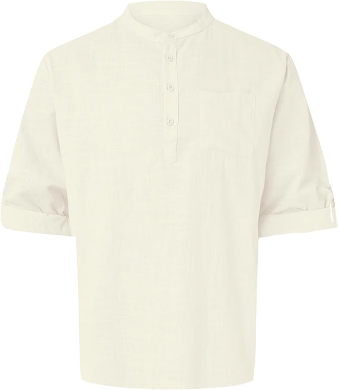 CÔTE BLANCHE – Relaxed Fit Cotton-Linen Collar Shirt