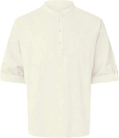 CÔTE BLANCHE – Relaxed Fit Cotton-Linen Collar Shirt