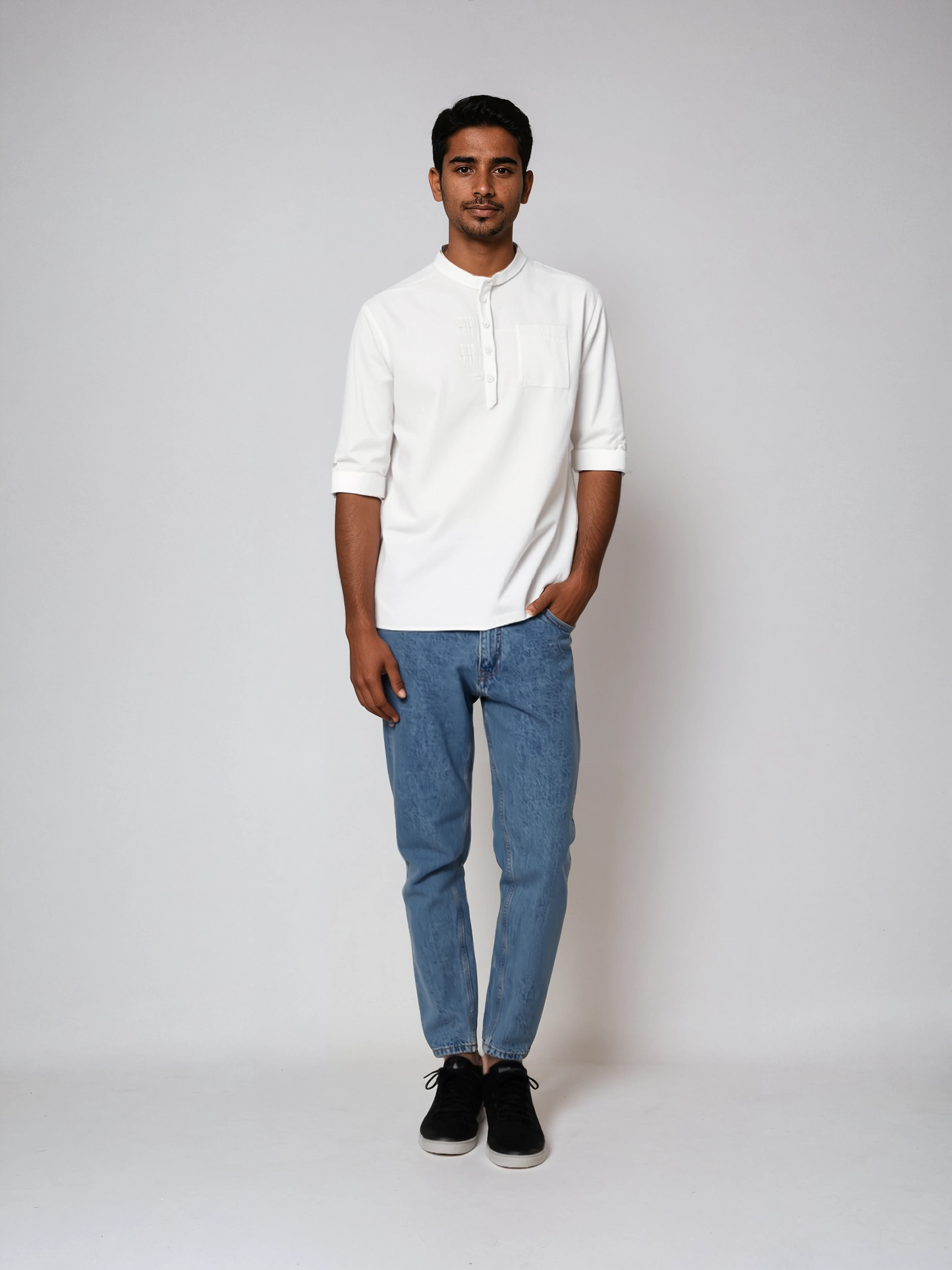 CÔTE BLANCHE – Relaxed Fit Cotton-Linen Collar Shirt