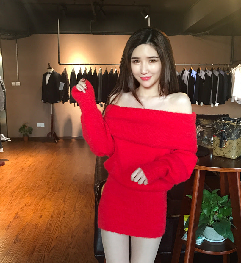 MAËVA – Plush Kiss Off-Shoulder Dress