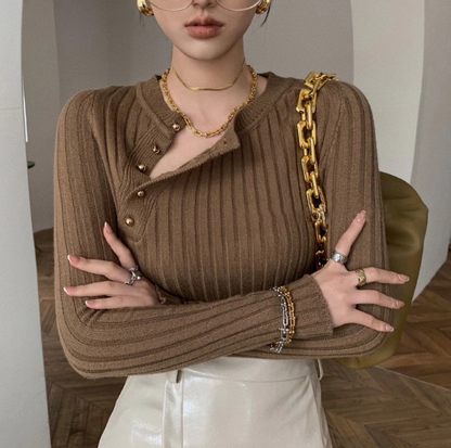 Loïse – Buttoned Soft-Rib Knit Top