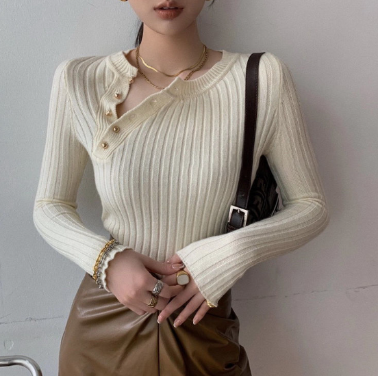 Loïse – Buttoned Soft-Rib Knit Top