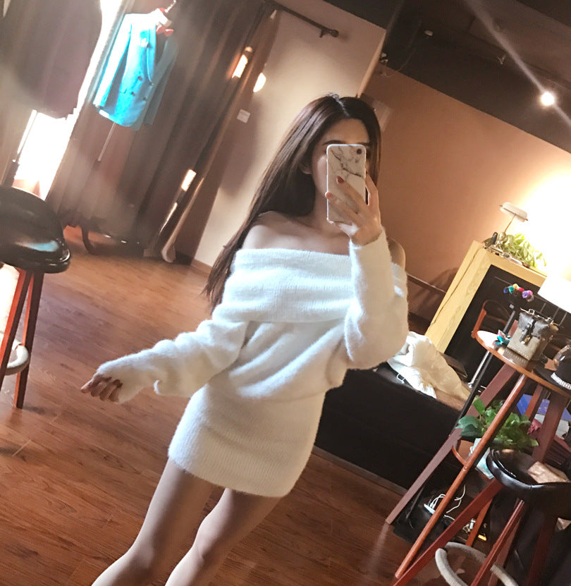 MAËVA – Plush Kiss Off-Shoulder Dress