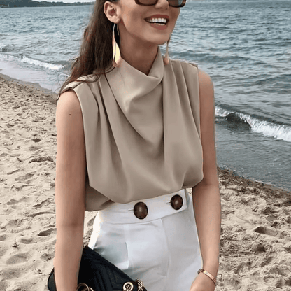 MAËLIS – Draped Elegance Sleeveless Top