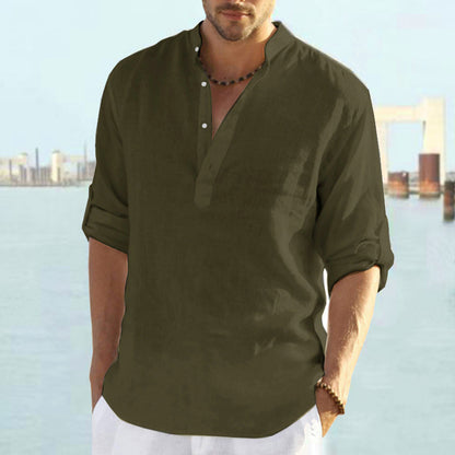 CÔTE BLANCHE – Relaxed Fit Cotton-Linen Collar Shirt
