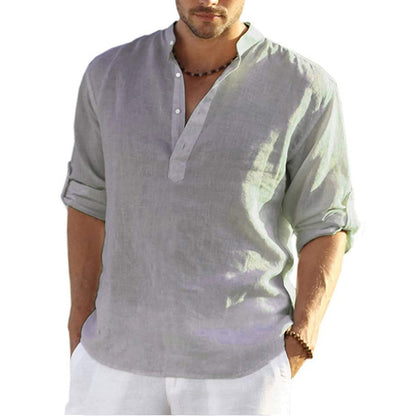 CÔTE BLANCHE – Relaxed Fit Cotton-Linen Collar Shirt