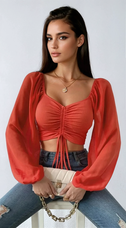 Isabella - Chiffon Lantern Sleeve Blouse