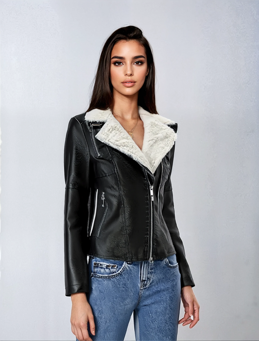 Noéme - Plush Collar Urban Rider Jacket