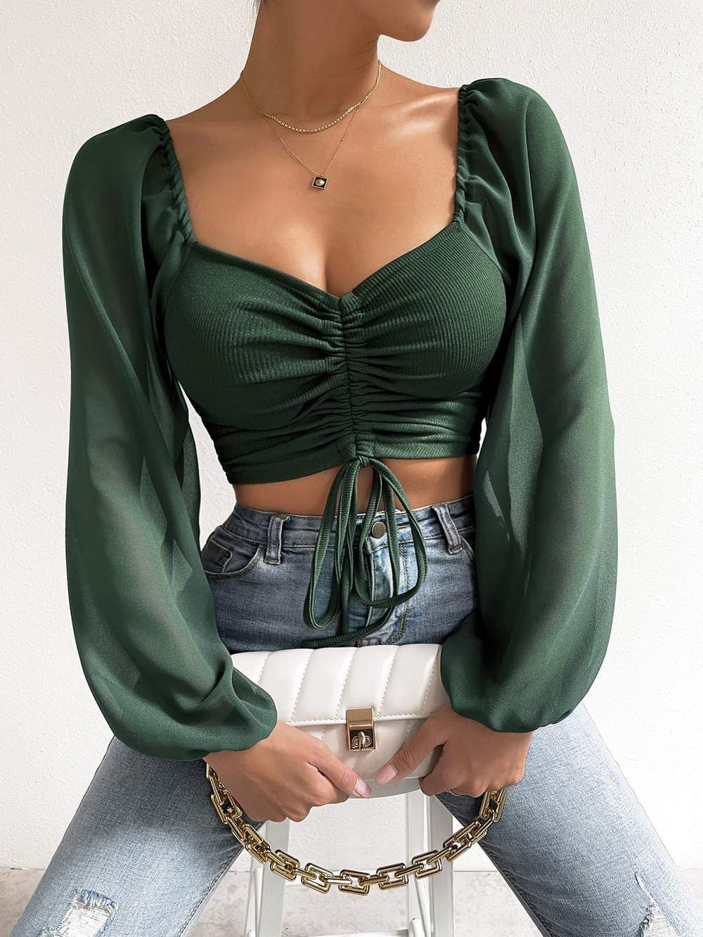 Isabella - Chiffon Lantern Sleeve Blouse