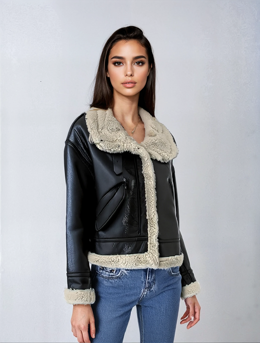 Céline – Aviator Jacket with Plush Fleece Lining