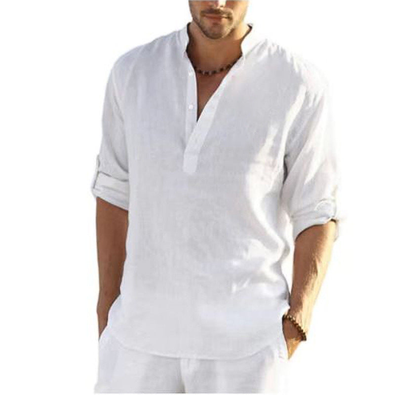 CÔTE BLANCHE – Relaxed Fit Cotton-Linen Collar Shirt