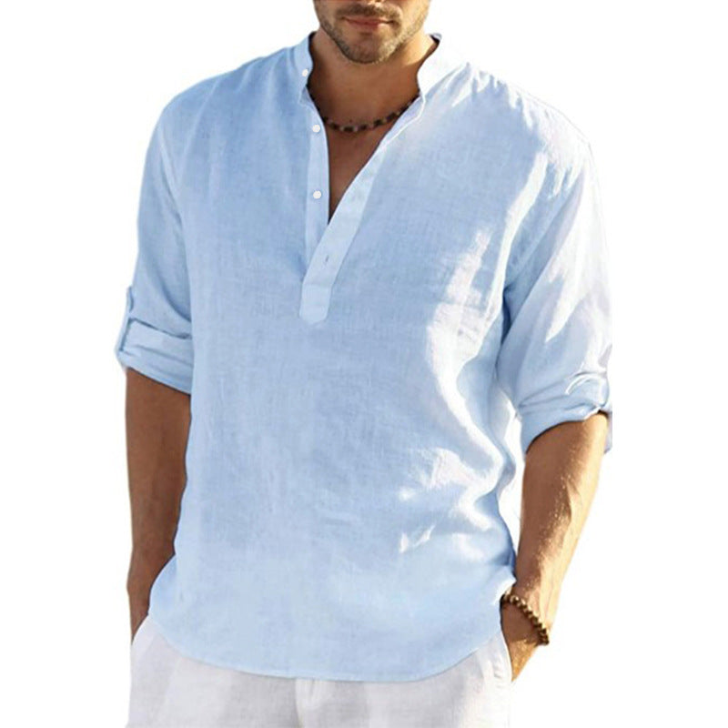 CÔTE BLANCHE – Relaxed Fit Cotton-Linen Collar Shirt