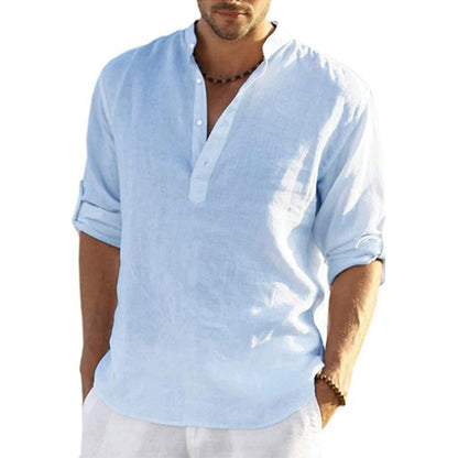 CÔTE BLANCHE – Relaxed Fit Cotton-Linen Collar Shirt