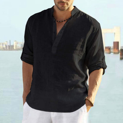 CÔTE BLANCHE – Relaxed Fit Cotton-Linen Collar Shirt
