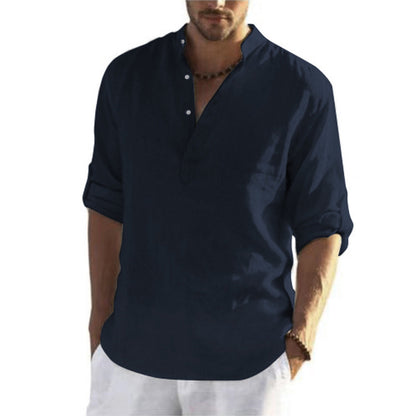 CÔTE BLANCHE – Relaxed Fit Cotton-Linen Collar Shirt