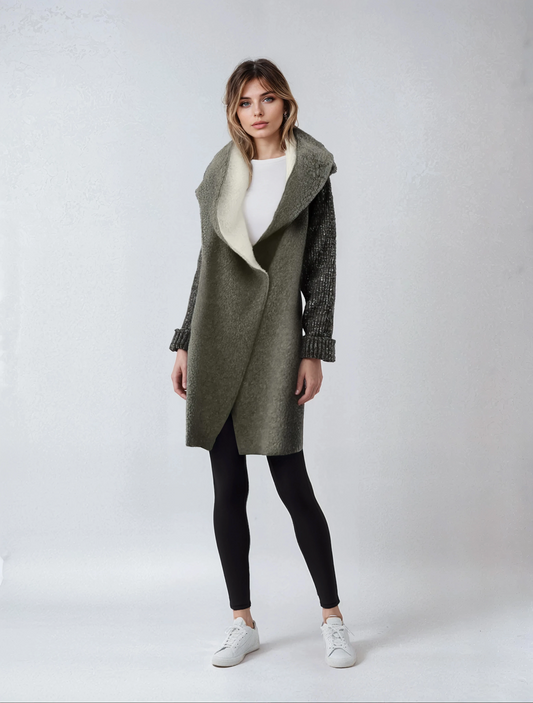 ÉLARA – Wool-Stitched Hooded Cashmere Coat