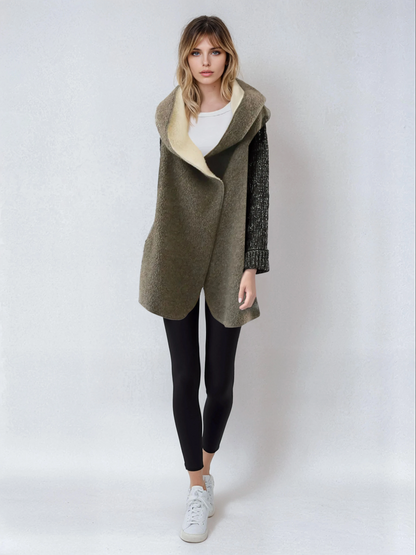 ÉLARA – Wool-Stitched Hooded Cashmere Coat