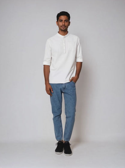 CÔTE BLANCHE – Relaxed Fit Cotton-Linen Collar Shirt