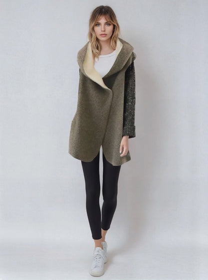 ÉLARA – Wool-Stitched Hooded Cashmere Coat