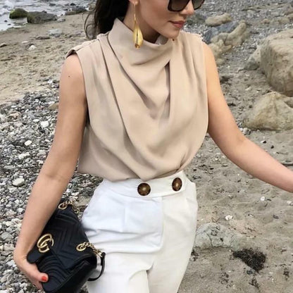 MAËLIS – Draped Elegance Sleeveless Top